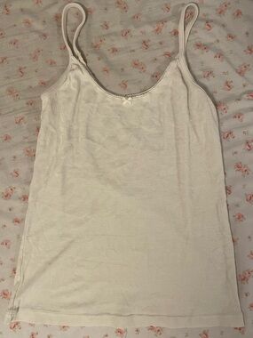 Brandy Melville White Slim Strap Cotton Tank Top